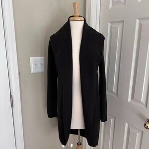 Eileen Fisher Brown Open-Front Collared L/S Tunic-Length Cardigan Size S
